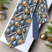 Blauw Goud Kerstmispatroon#12 ID1009 Stropdas