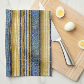 Blauw Goud Kerstmispatroon#28 ID1009 Theedoek (Quarter Fold)