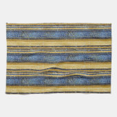 Blauw Goud Kerstmispatroon#28 ID1009 Theedoek (Horizontaal)