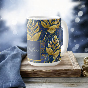 Blauw Goud Kerstmispatroon#29 ID1009 Koffiemok