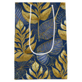 Blauw Goud Kerstmispatroon#29 ID1009 Medium Cadeauzakje (Achterkant)