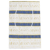 Blauw Goud Kerstmispatroon#35 ID1009 Medium Cadeauzakje (Voorkant)