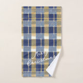Blauw Goud Kerstmispatroon#7 ID1009 Bad Handdoek (Handdoek)