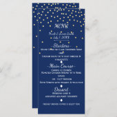 Blauw & Goud Klein Confetti Bruiloft Menu Kaart (Voorkant / Achterkant)
