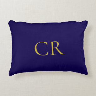 Blauw & Goud Kleur Monogram Modern Minimalistisch Accent Kussen