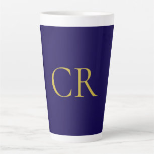 Blauw & Goud Kleur Monogram Modern Minimalistisch Latte Mok