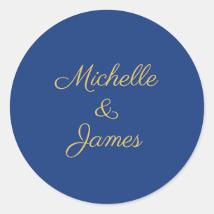Blauw & Goud Kleuren Professioneel Trendy Modern Ronde Sticker