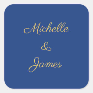 Blauw & Goud Kleuren Professioneel Trendy Modern Vierkante Sticker