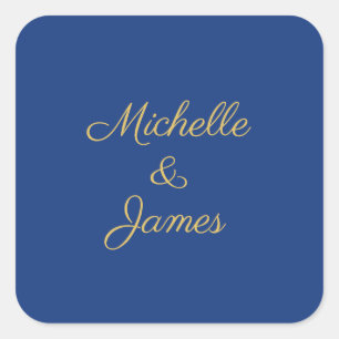 Blauw & Goud Kleuren Professioneel Trendy Modern Vierkante Sticker