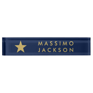 Blauw Goud Kleuren Professionele Trendy Goud Ster Naambordje