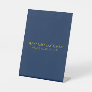Blauw Goud Kleuren Professionele Trendy Minimalist Reclamebord Met Voetstuk
