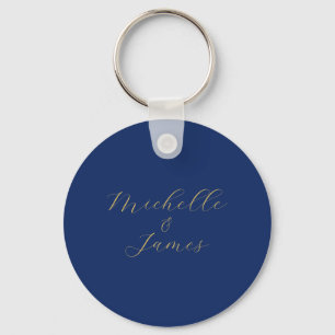 Blauw & Goud Kleuren Professionele Trendy Moderne Sleutelhanger