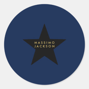 Blauw Goud Kleuren Professionele Trendy Zwarte Ste Ronde Sticker