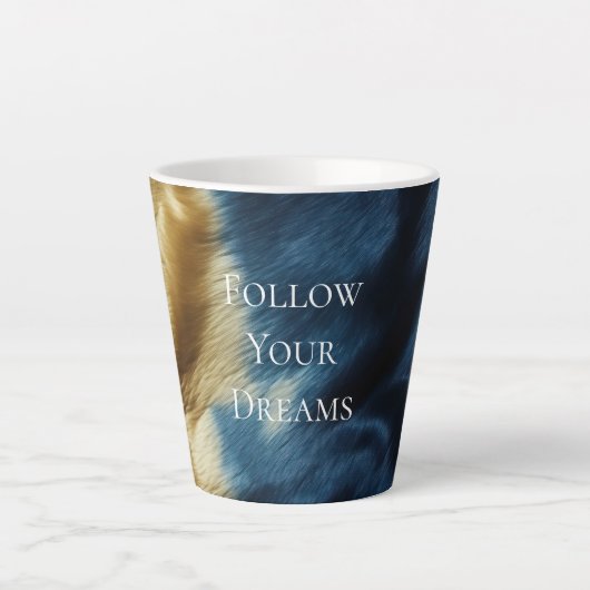Blauw Goud Koeienhuid Latte Mok (Voorkant)