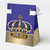 Blauw Goud Kroon Kleine Prince Boy Baby shower Bedankdoosjes (Achterkant)