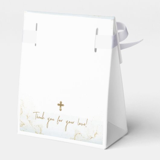 Blauw Goud Kruis Dank U Jongen Eerste Heilige Comm Bedankdoosjes (Achterkant)