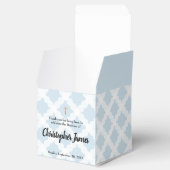 Blauw Goud Kruis Gepersonaliseerde Baby Jongen Doo Bedankdoosjes (Geopend)