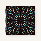 Blauw Goud Lila Glow Mandala Patroon Notitieboek (Voorkant)