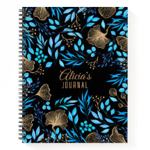 Blauw Goud Luxe Bloemenaquarel