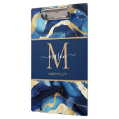 Blauw Goud Mable Moderne Monogram Script Naam Clip Klembord (Links)