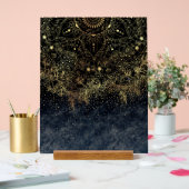 Blauw Goud Mandala Bloemen Acryl Bord (Huwelijk)