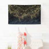 Blauw Goud Mandala Bloemen Spandoek (Insitu)