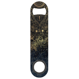 Blauw Goud Mandala Bloemen Speed Flessenopener