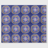Blauw Goud Mandala Glossy Wrapping Papier (Vlak)