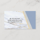 Blauw Goud Marmer | Leer | Luxe Visitekaartje (Achterkant)