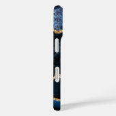 Blauw Goud Marmer Uw Brief Naam iPhone Case (Achterkant / Rechts)