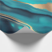 Blauw Goud Metallic Marmeren Steen Cadeaupapier (Hoek)