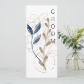 Blauw goud Modern Floral Elegant Stoel Menu (Staand voorkant)