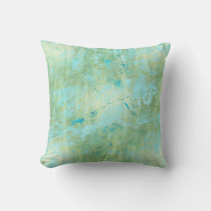 Blauw & Goud Modern Marmer Abstract Marmer Spatwat Kussen