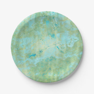 Blauw & goud modern marmerend abstract marmeren sp papieren bordje