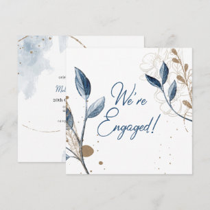Blauw Goud Moderne Bloemrijke Elegante Glitter Ver
