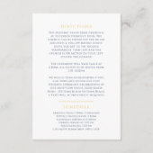 Blauw goud monogram bruiloft routebeschrijving en  informatiekaartje (Achterkant)