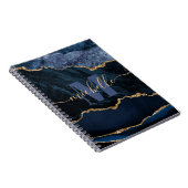 Blauw & Goud Nep Glitter Marmer Agaat Notitieboek (Rechterzijde)