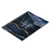 Blauw & Goud Nep Glitter Marmer Agaat Notitieboek (Linkerzijde)