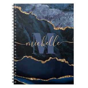 Blauw & Goud Nep Glitter Marmer Agaat Notitieboek