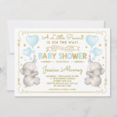 Blauw Goud Olifant Baby shower Jongen Oerwoud Uitn Kaart (Voorkant)