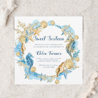 Blauw & Goud Onder het Zee Sweet Sixteen Verjaarda