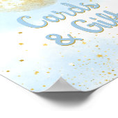 Blauw Goud Over de Maan en Sterren Baby Shower Bor Poster (Hoek)