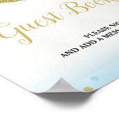 Blauw goud over het Baby shower van het Moon Guest Poster (Hoek)