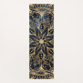 Blauw Goud Poinsettia Bloem Mandala Yogamat (Voorkant)