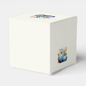 Blauw Goud Pompoen Baby shower Monogram Bedankdoosjes (Achterkant)
