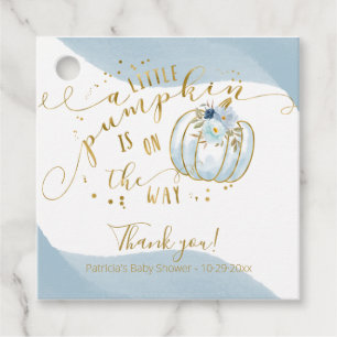 Blauw Goud Pompoen Herfst Baby Shower Bedankt Bedankjes Labels