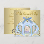 Blauw & Goud Prins Baby Douche Uitnodigingen (Voorkant / Achterkant)
