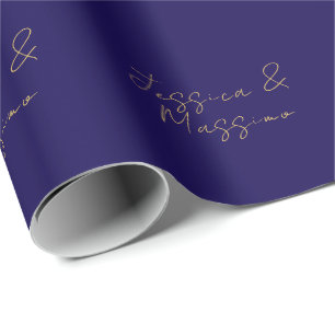Blauw & Goud Professionele Trendy Minimalistische Cadeaupapier
