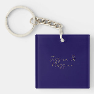 Blauw & Goud Professionele Trendy Minimalistische  Sleutelhanger