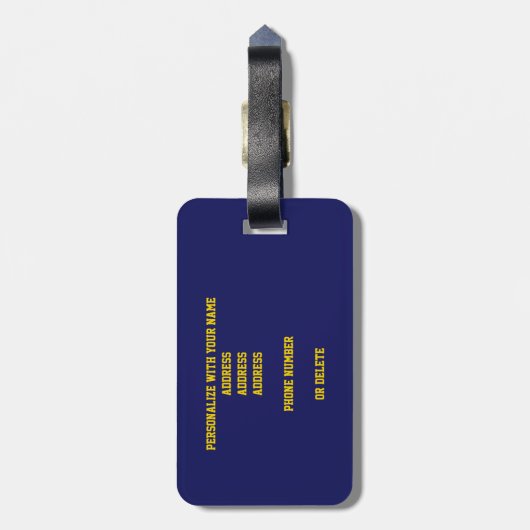 blauw goud school kleuren basketbal tas bagagelabel (Achterkant verticaal)